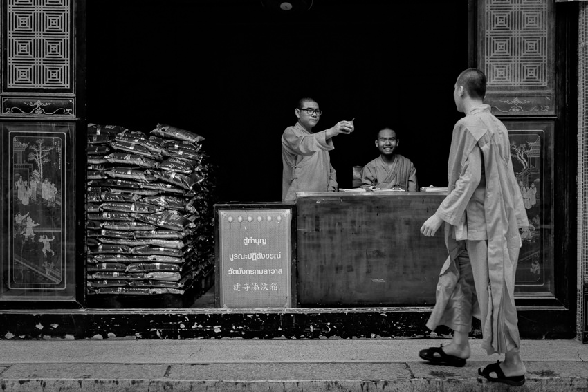 Young monks working in temple