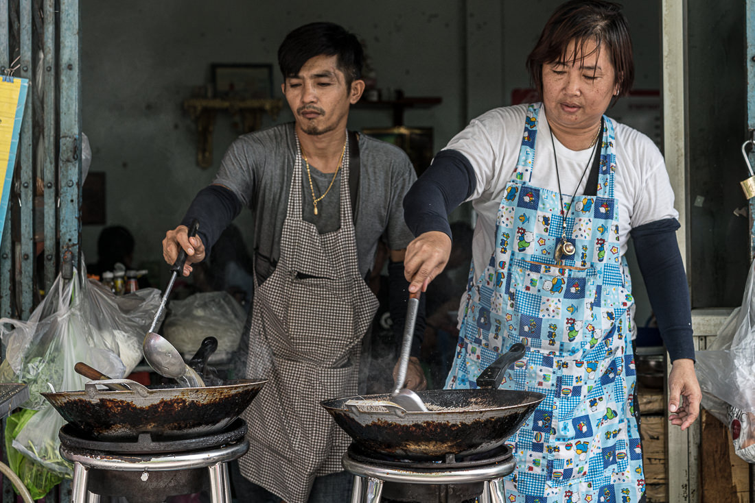 Man and woman cooking
