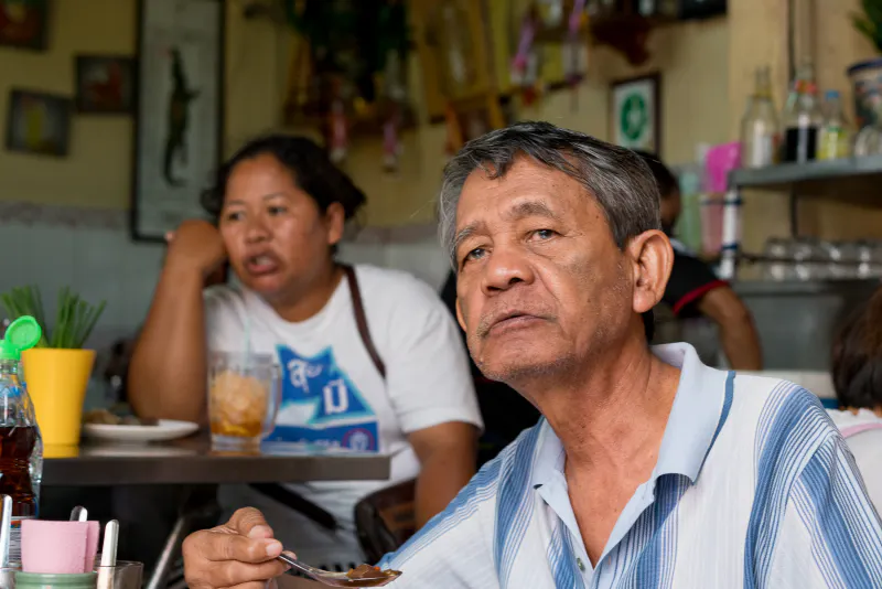 Man having lunch in eating place