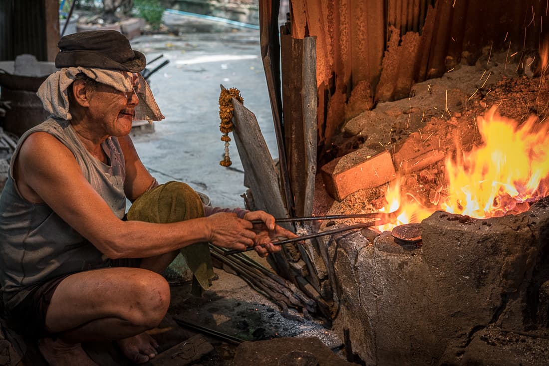 Thailand Blacksmith In Baan Bu, Forge Fire Pit