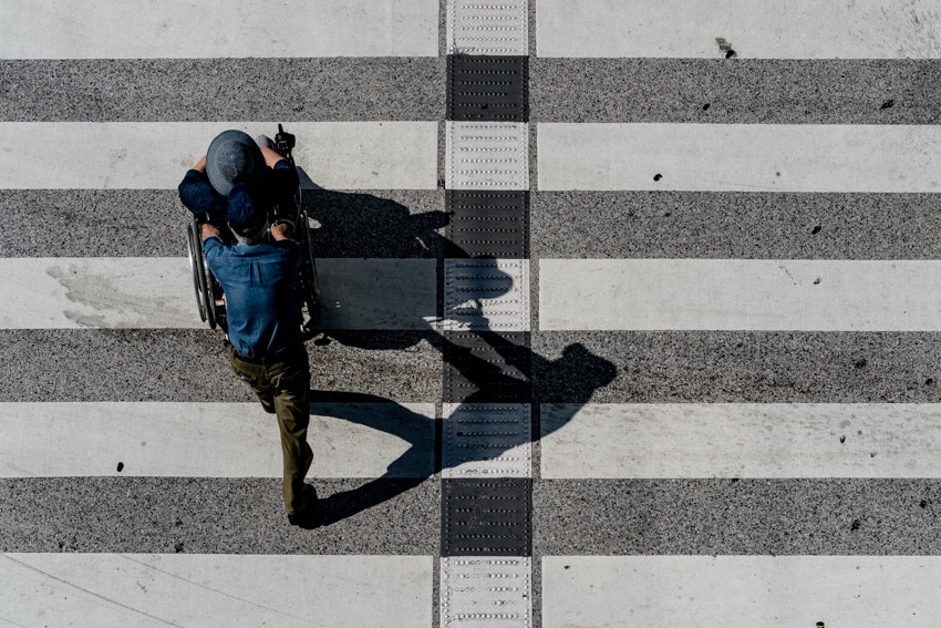 Wheelchair crossing crosswalk