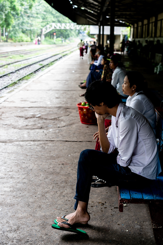 People Waiting For Train In Phaya Lan Train Station [Myanmar] Travel ...