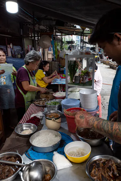 Food stall where a tattooed man worked