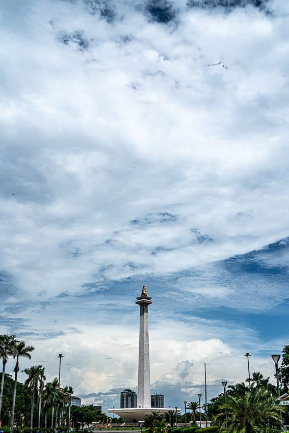 Monas towering in the distance