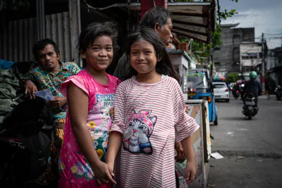 Two smiling girls in Jakarta