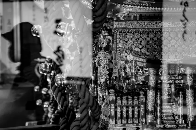 Portable shrine displayed in the Asakusa station