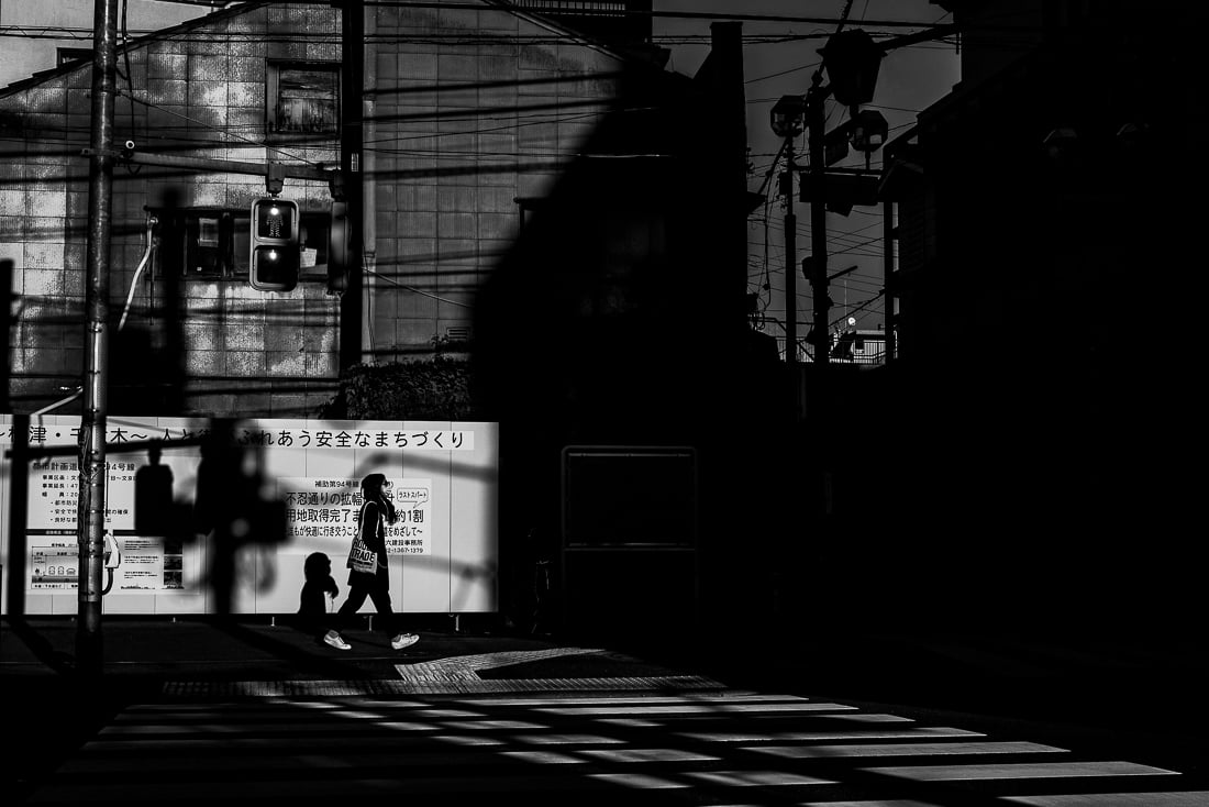 Shinobazu-dori becoming shrouded in shadow