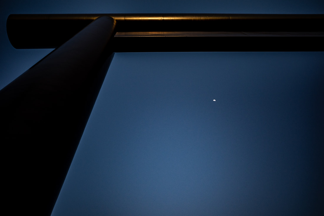 Otorii gate of Yasukuni Shrine and moon