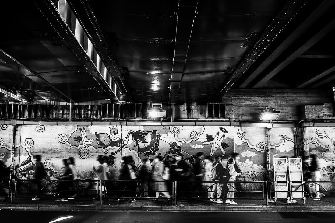 Under the elevated railway tracks in Shinokubo
