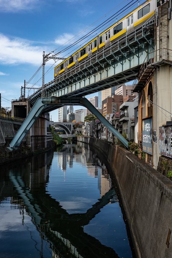 Sobu Line seen from Shohei-bashi Bridge