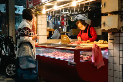 Butcher shop located in the Guomin Market