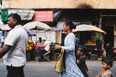 Families walking in single file