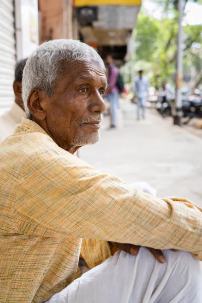 Old man with a beautifully graying head of hair and beard