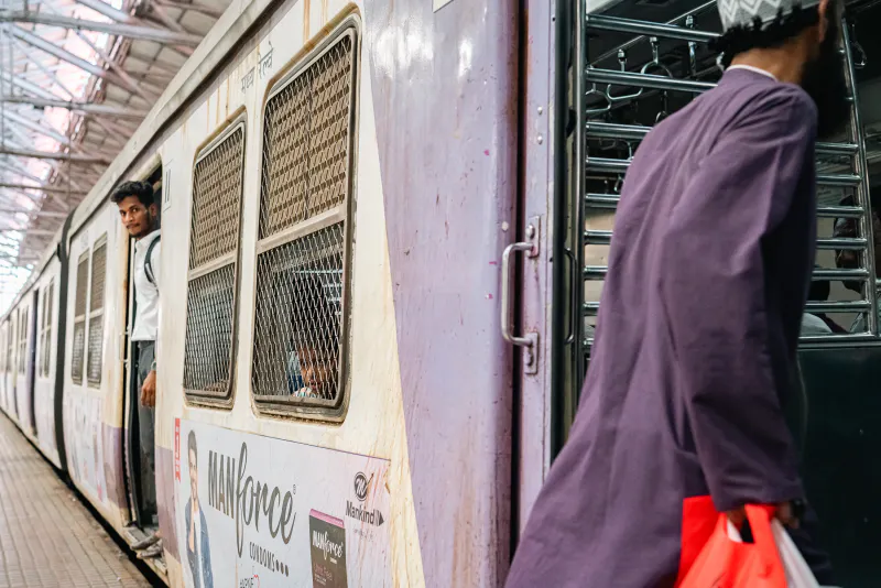 Man boarding a train