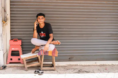 Young man talking on cell phone