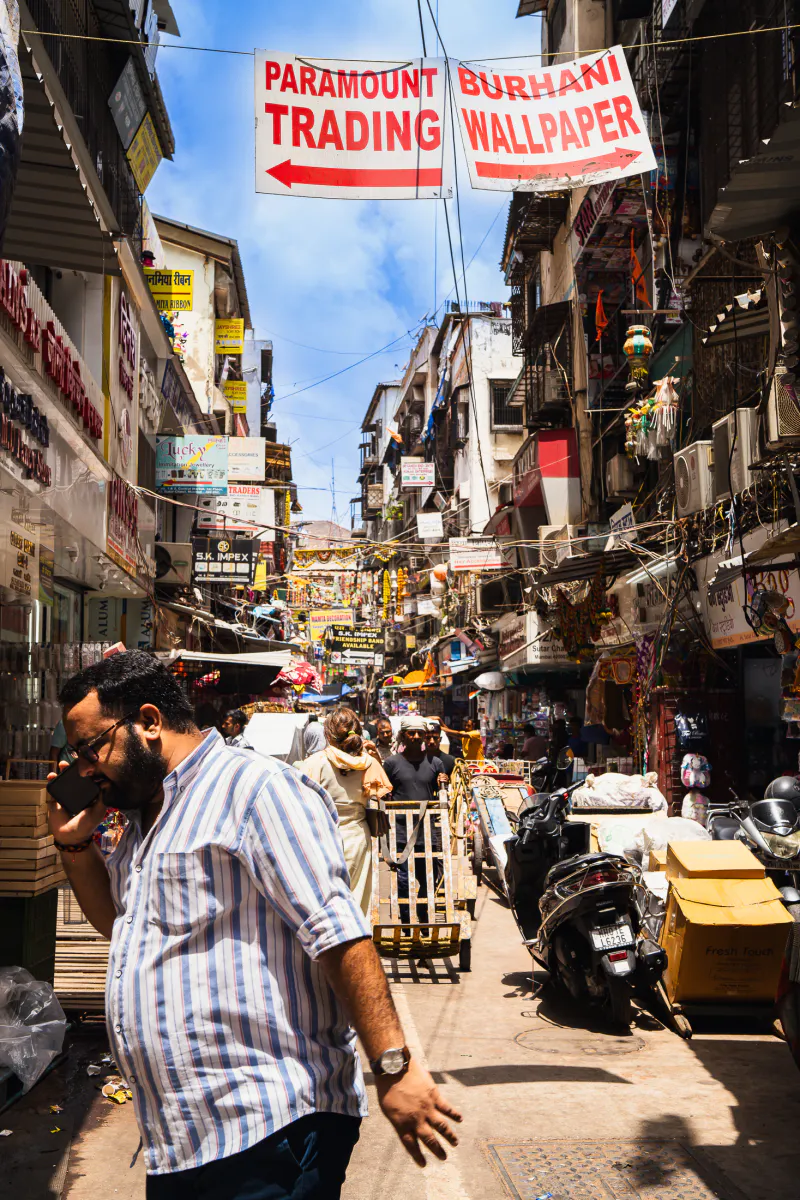 Alley lined with wholesale stores