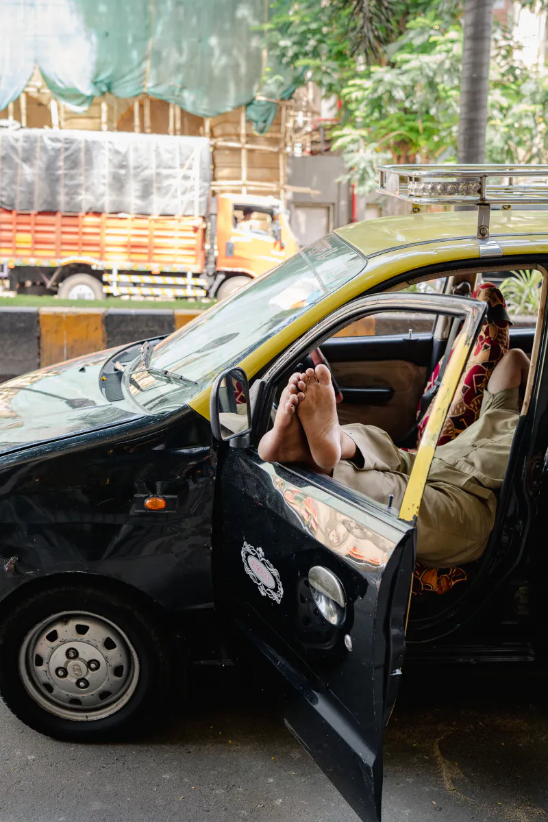 Cab driver's foot