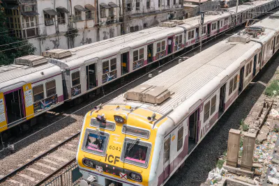 Suburban trains running with doors open