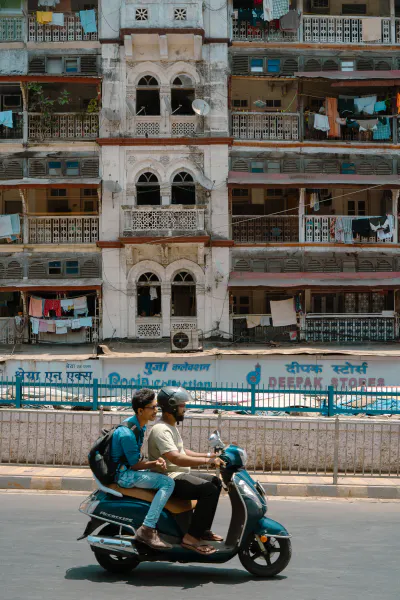 Motorcycle with two men on it