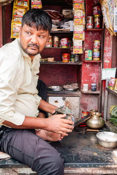 Man working in a small store