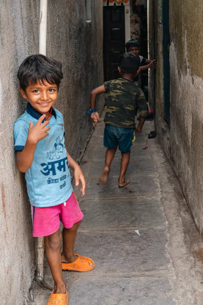 Boy staring at camera