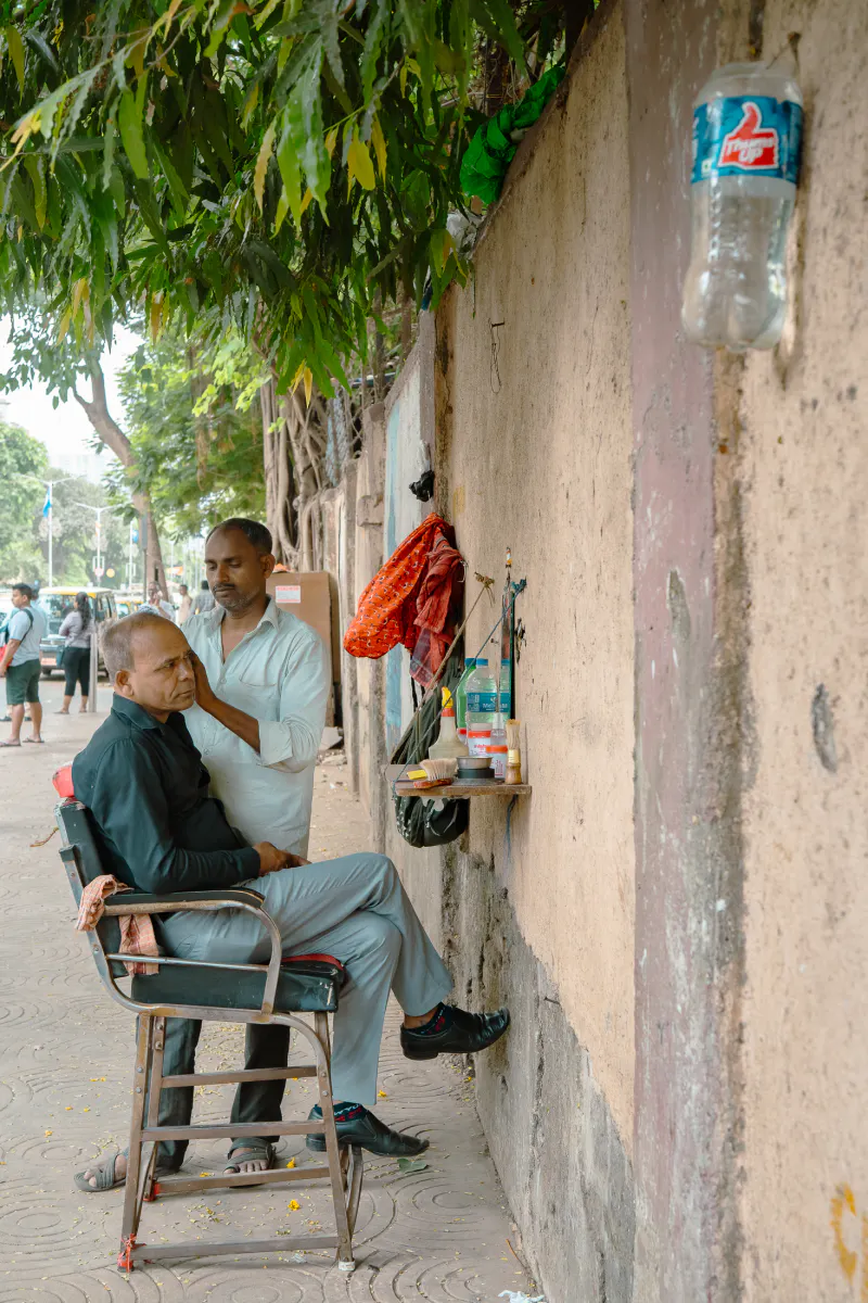 Barbershop out on the sidewalk