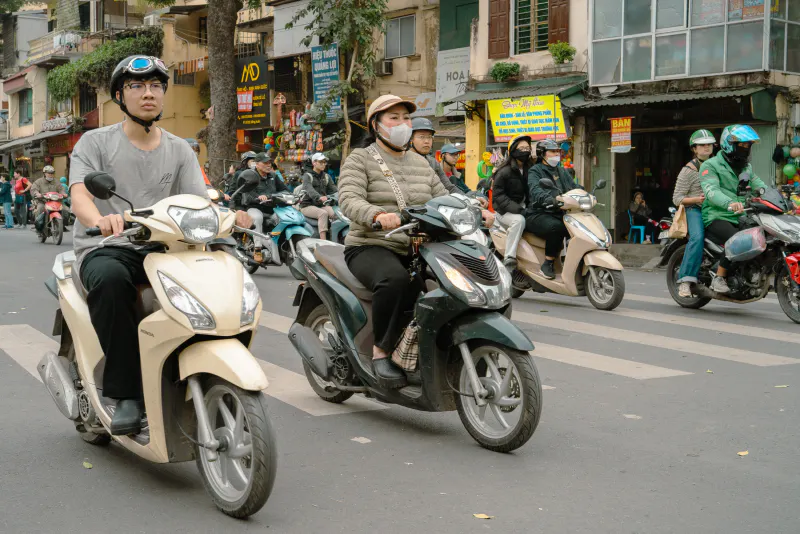 Motorcycles in the Old Quarter of Hanoi