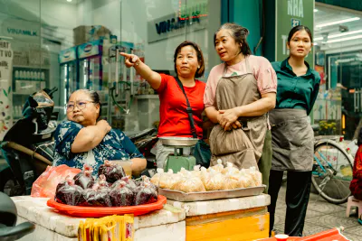 Women street vendors trading on the streets of Hanoi