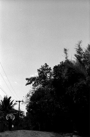 Woman walking with sunshade