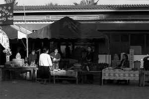 Woman at food stalls