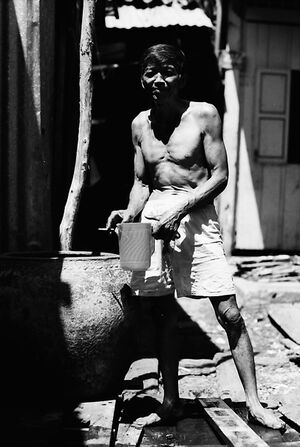 Man basking in water