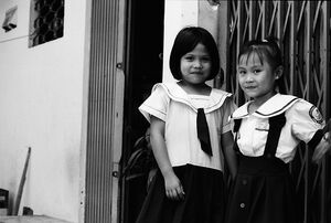 Girls wearing school uniform