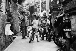 Children playing together in lane