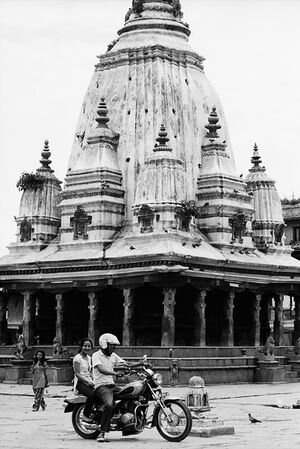 Motorbike in front of Rato Machhendranath