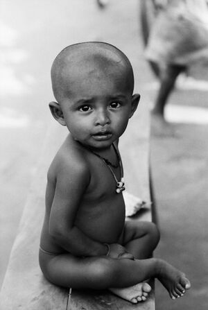 Infant staring with unease