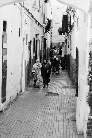People walking lane in old city