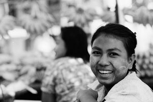 Smiling street vendor