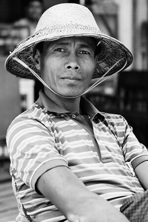 Man wearing pith helmet