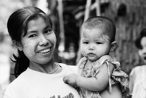 Mother holding baby