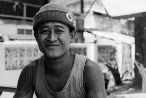 Man wearing knit cap