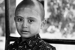 Boy with clean-shaved head