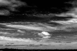 Electric wires on horizon on isle of Kohama