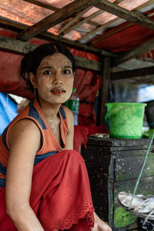 Dappled face of woman