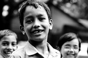 School boy smiling
