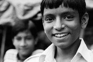 Boy showing teeth
