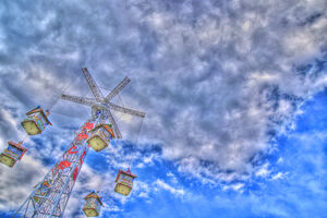 Sky above amusement park