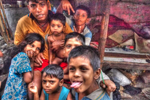 Man and children