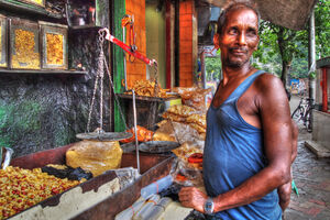 Man selling peanuts