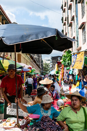 People in street market