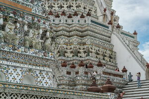 Woman taking photos in Wat Arun